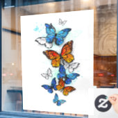 Autocollant Pour Fenêtre Papillons volants Morpho et Monarch (Fenêtre de café)