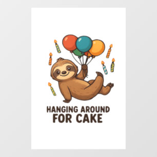 Autocollant Pour Fenêtre Paressant pour gâteau d'anniversaire ballon paress