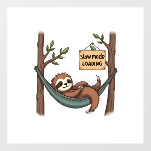 Autocollant Pour Fenêtre Paresseux Endormi Vintage Drôle Art Animal Paresse