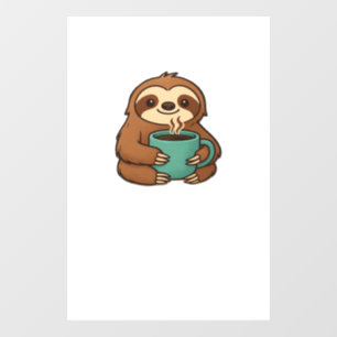 Autocollant Pour Fenêtre Paresseux mignon avec tasse à café � Animal détend