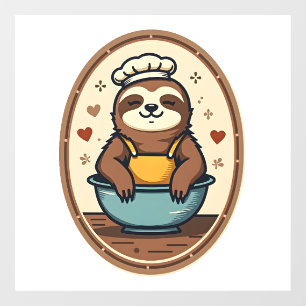 Autocollant Pour Fenêtre Paresseux Vintage Boulanger Mignon Rétro Art de Bo