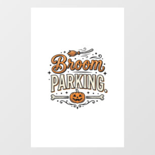 Autocollant Pour Fenêtre Parking de balais Halloween Sorcière Vintage Vecto