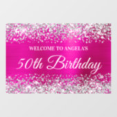 Autocollant Pour Fenêtre Parties scintillant d'argent Hot rose 50e annivers (Feuille)