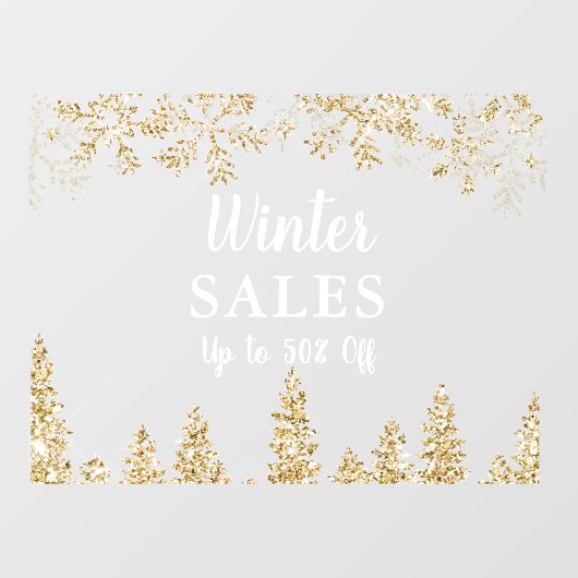 Autocollant Pour Fenêtre parties scintillant d'or flocons de neige pin vent (Feuille)