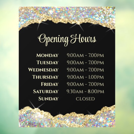 Autocollant Pour Fenêtre Parties scintillant Faux Heures d'ouverture Clôtur (Feuille 3)