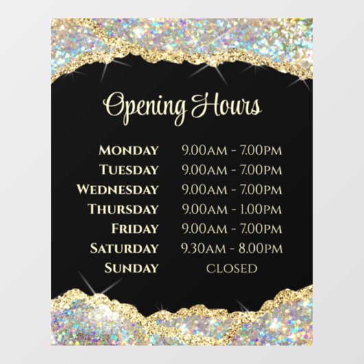 Autocollant Pour Fenêtre Parties scintillant Faux Heures d'ouverture Clôtur (Feuille)