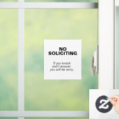 Autocollant Pour Fenêtre PAS DE SOLICITATION - Vous serez désolé (Maison)