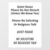 Autocollant Pour Fenêtre Pas De Sollicitation, Religion, Ne Pas Déranger, T (Feuille)