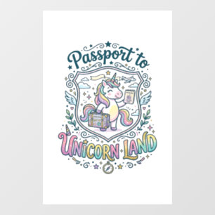 Autocollant Pour Fenêtre Passeport de Licorne pour la Terre de Licorne Fond