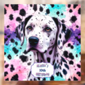 Autocollant Pour Fenêtre Pastel Dalmatian Dog Birthday Party (Feuille 2)