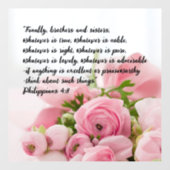 Autocollant Pour Fenêtre Pastel Pink Flowers Bible Verse (Feuille)