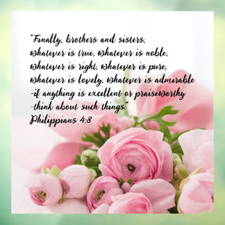 Autocollant Pour Fenêtre Pastel Pink Flowers Bible Verse