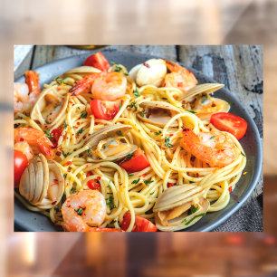Autocollant Pour Fenêtre Pâtes aux fruits de mer crevettes muscles épices I
