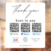 Autocollant Pour Fenêtre Paypal Cash App Venmo QR Code Logo Merci (Feuille 2)