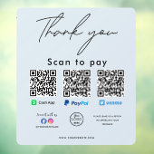 Autocollant Pour Fenêtre Paypal Cash App Venmo QR Code Logo Merci (Feuille 3)