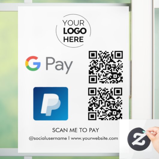 Autocollant Pour Fenêtre Paypal Google Pay Code QR Paiement | Analyser pour (Maison)
