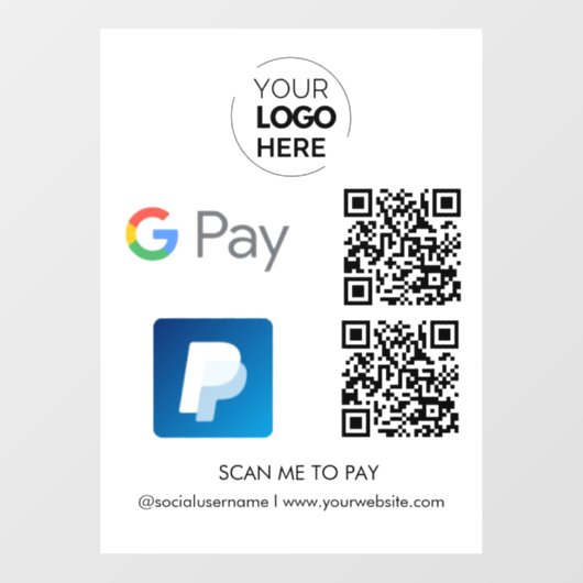 Autocollant Pour Fenêtre Paypal Google Pay Code QR Paiement | Analyser pour (Feuille)