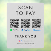 Autocollant Pour Fenêtre Paypal Venmo Cash App Scan pour payer QR Code gris (Feuille 3)