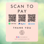 Autocollant Pour Fenêtre Paypal Venmo Cash App Scan to Pay QR Code Logo (Feuille 3)