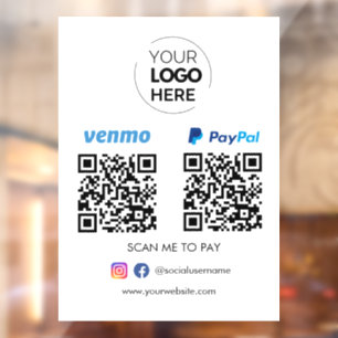 Autocollant Pour Fenêtre Paypal Venmo QR Code paiement Analyser pour paye