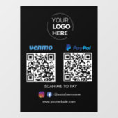 Autocollant Pour Fenêtre Paypal Venmo QR Code paiement | Numériser pour pay (Feuille)