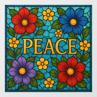 Autocollant Pour Fenêtre Peace Floral Stained Glass Window Cling