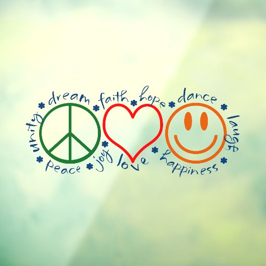 Autocollant Pour Fenêtre Peace Love Smile (Feuille 3)