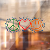 Autocollant Pour Fenêtre Peace Love Smile (Feuille 2)