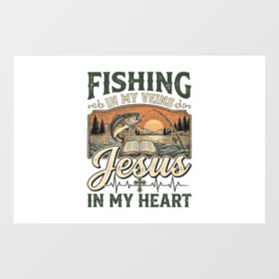 Autocollant Pour Fenêtre Pêche dans mes veines Jésus dans mon cœur Vintage