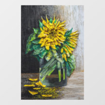 Peinture acrylique nature morte de tournesols 