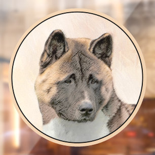 Autocollant Pour Fenêtre Peinture Akita - Art Original de Chien Mignon
