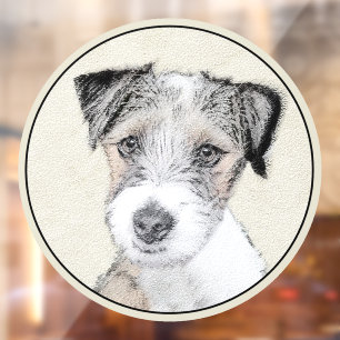 Autocollant Pour Fenêtre Peinture brute de Terrier Russell - Art de chien o