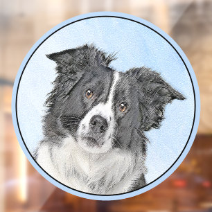 Autocollant Pour Fenêtre Peinture Collie Bordure - Joli art original chien