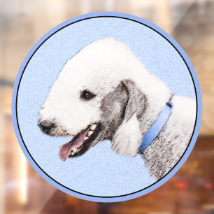 Autocollant Pour Fenêtre Peinture de Bedlington Terrier - Art original de c