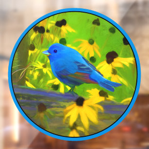 Autocollant Pour Fenêtre Peinture de Bunting Indigo - Art d'origine des ois