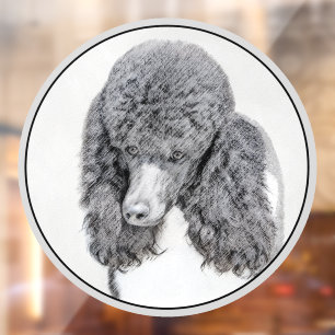 Autocollant Pour Fenêtre Peinture de Caniche Standard Noir Parti - Art Cani