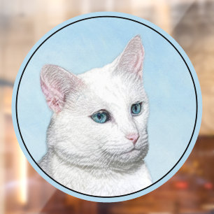 Autocollant Pour Fenêtre Peinture de chat blanc - Art original de chat mign