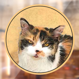 Autocollant Pour Fenêtre Peinture de chat Calico - Cute Original Cat Art