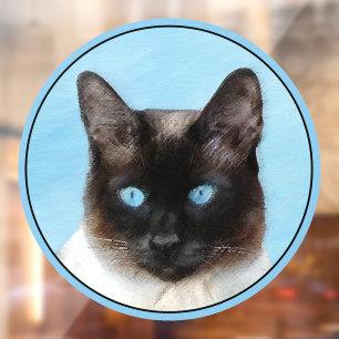 Autocollant Pour Fenêtre Peinture de chats de Siamese Art animal original