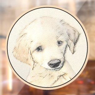 Autocollant Pour Fenêtre Peinture de chiot d'or Retriever - Art de chien or