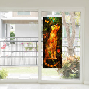Autocollant Pour Fenêtre Peinture de faux chat en verre artisanal coloré