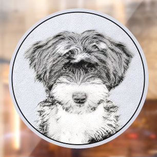 Autocollant Pour Fenêtre Peinture de Terrier Tibétain - Art de Chien Origin