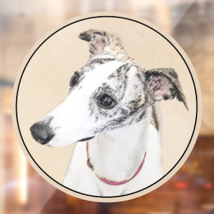 Autocollant Pour Fenêtre Peinture de Whippet - Art original de chien mignon