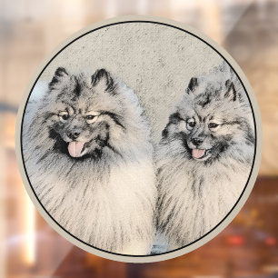 Autocollant Pour Fenêtre Peinture Keeshond Brothers - Art Chien original