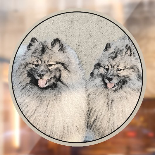 Autocollant Pour Fenêtre Peinture Keeshond Brothers - Art Chien original (Feuille 2)