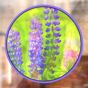 Autocollant Pour Fenêtre Peinture Lupine - Art Fleur Original