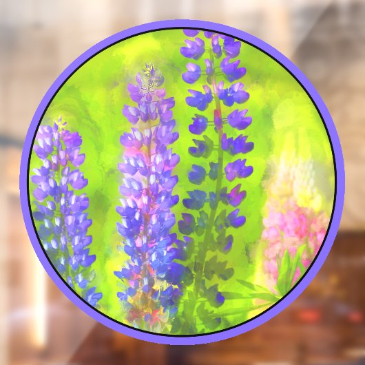 Autocollant Pour Fenêtre Peinture Lupine - Art Fleur Original (Feuille 2)