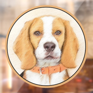 Autocollant Pour Fenêtre Peinture originale de chien Beagle Hound Art anima