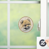 Autocollant Pour Fenêtre Peinture Poméranienne (orange) - Art Chien origina (Maison)