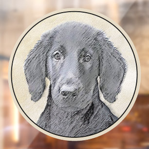 Autocollant Pour Fenêtre Peinture Retriever à revêtement plat - Art Chien o